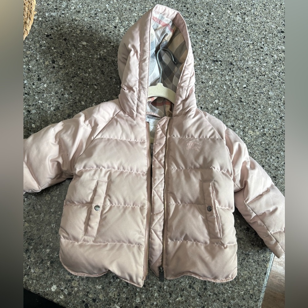 Pink Burberry baby coat
